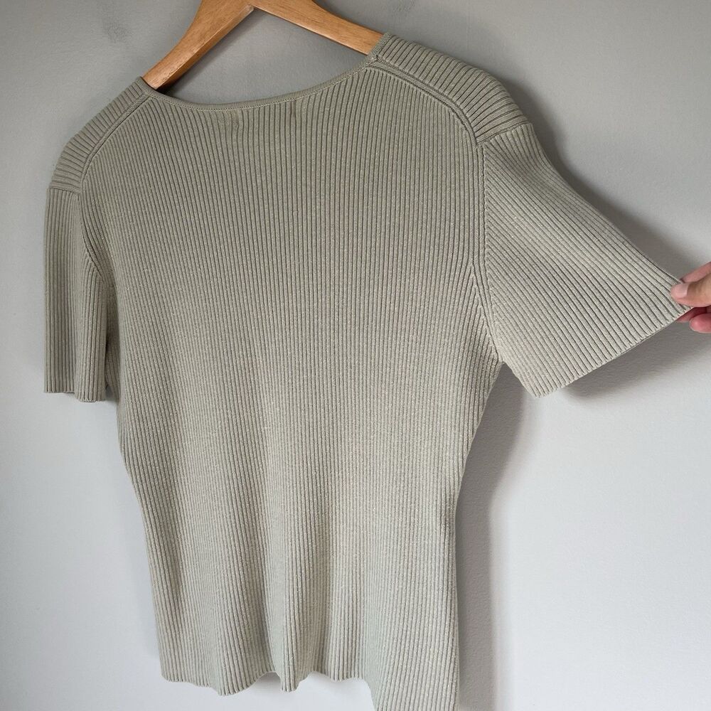 Casual Corner Vintage Knit Sweater Top Button Up V-Neck Green Women's Size Large - Picture 6 of 9